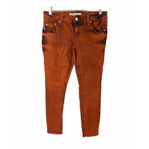 ZCO Junior's Skinny Jean's Red Denim and Black Fade 5 Pocket Size 9 X 29